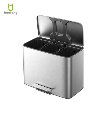 購入 11.5L*3 ステンレス ソフト 閉ざし 広形 ペダル ゴミ箱 オフィス用 ゴミ箱 リサイクルゴミ箱 OEM 受け入れ オンライン製造