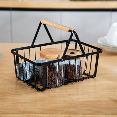 購入 クローゼット オーガナイザー キッチン オーガナイザー モダン 装飾 白色 家用 メタル テーブル オーガナイザー 木柄 鉄線 収納バスケット オンライン製造