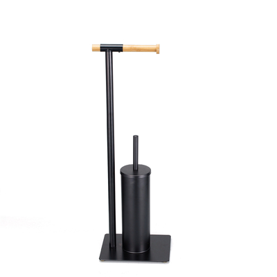 21*18*67cm 耐久型 バスルームスタンド スタール バンブー トイレットペーパーホルダーとブラシセット