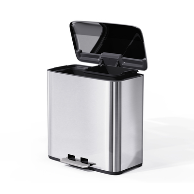 28L*2 ステンレス ソフト 閉じる 平方 ペダル ゴミ箱 ホーム オフィス リビング リサイクル ゴミ箱